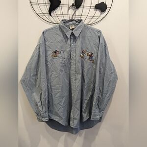 Disney. Mickey & Co. Button Down Shirt in size Large for men. Baseball game.
